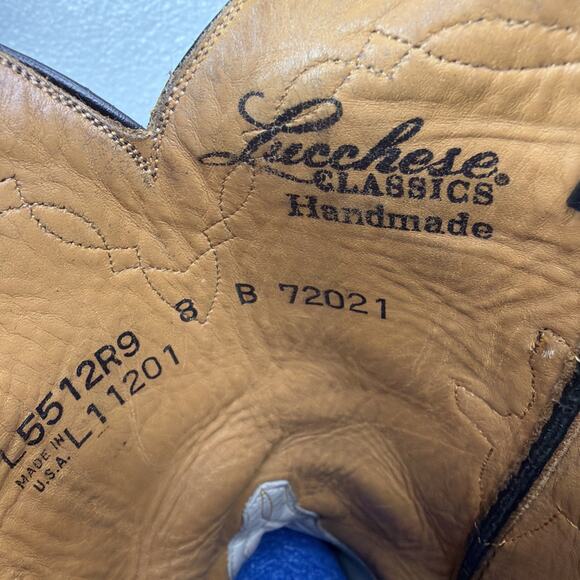 Lucchese Classic Western Goat Leather Black Boots Men’s Size 8 B EUC main image 4